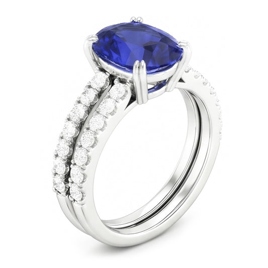 Natural Sapphire Ring 4.50ct - White Gold 14K