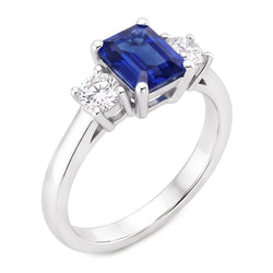 Natural Sapphire Ring 4.50ct - White Gold 14K