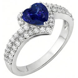 Natural Sapphire Ring 4.50ct - White Gold 14K