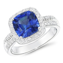 Natural Sapphire Ring 4.50ct - White Gold 14K