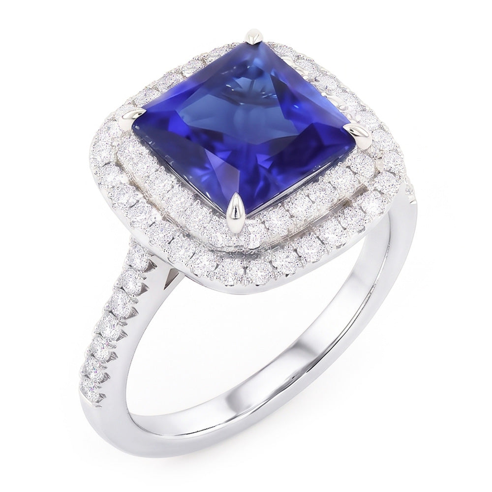 Natural Sapphire Ring 4.50ct - White Gold 14K