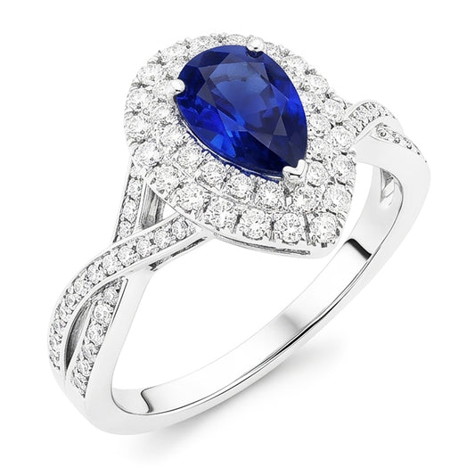 Natural Sapphire Ring 4.50ct - White Gold 14K