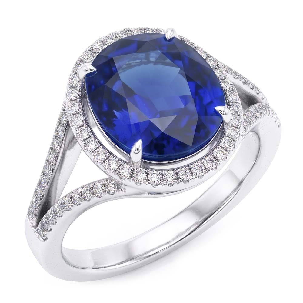 Natural Sapphire Ring 4.50ct - White Gold 14K