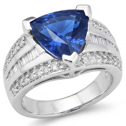 Natural Sapphire Ring 4.50ct - White Gold 14K