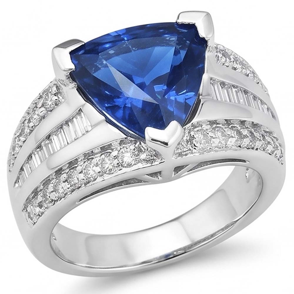 Natural Sapphire Ring 4.50ct - White Gold 14K