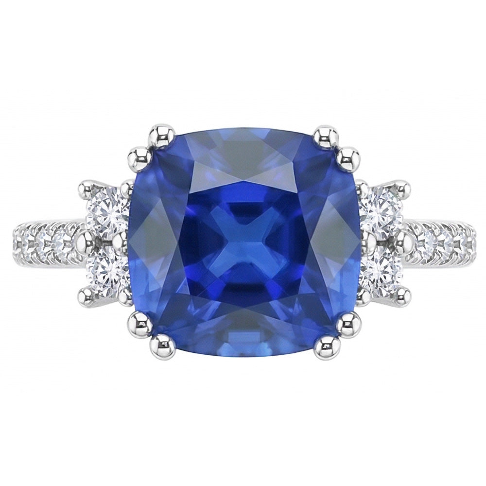 natural round sapphire 4.50ct ring side angle