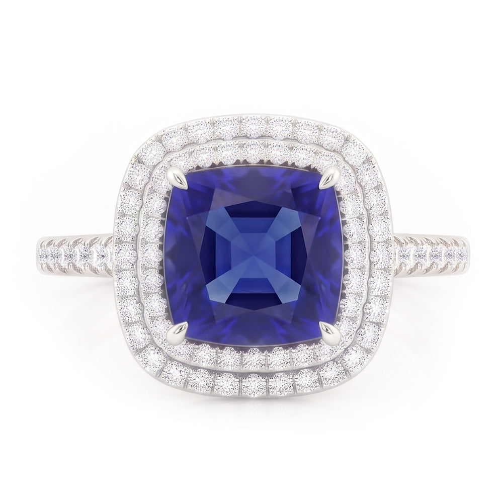 Natural Sapphire Ring 4.50ct - White Gold 14K