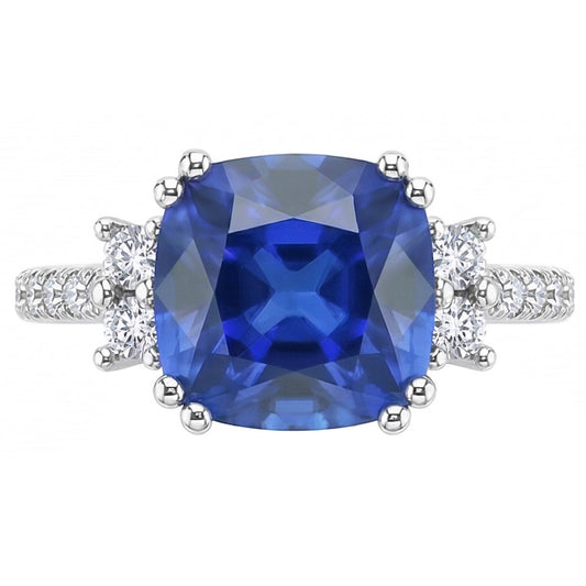 natural round sapphire 4.50ct ring side angle