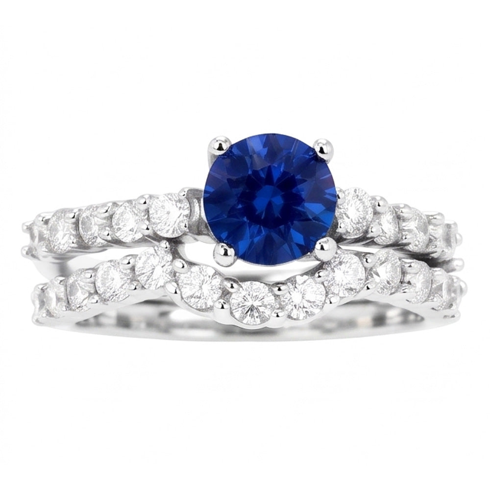Natural Sapphire Ring 4.50ct - White Gold 14K