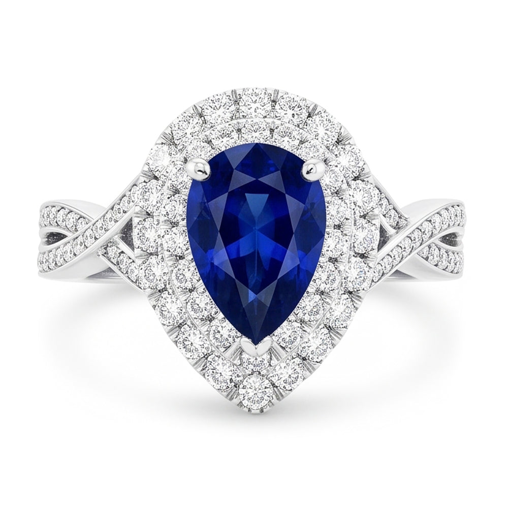 Natural Sapphire Ring 4.50ct - White Gold 14K