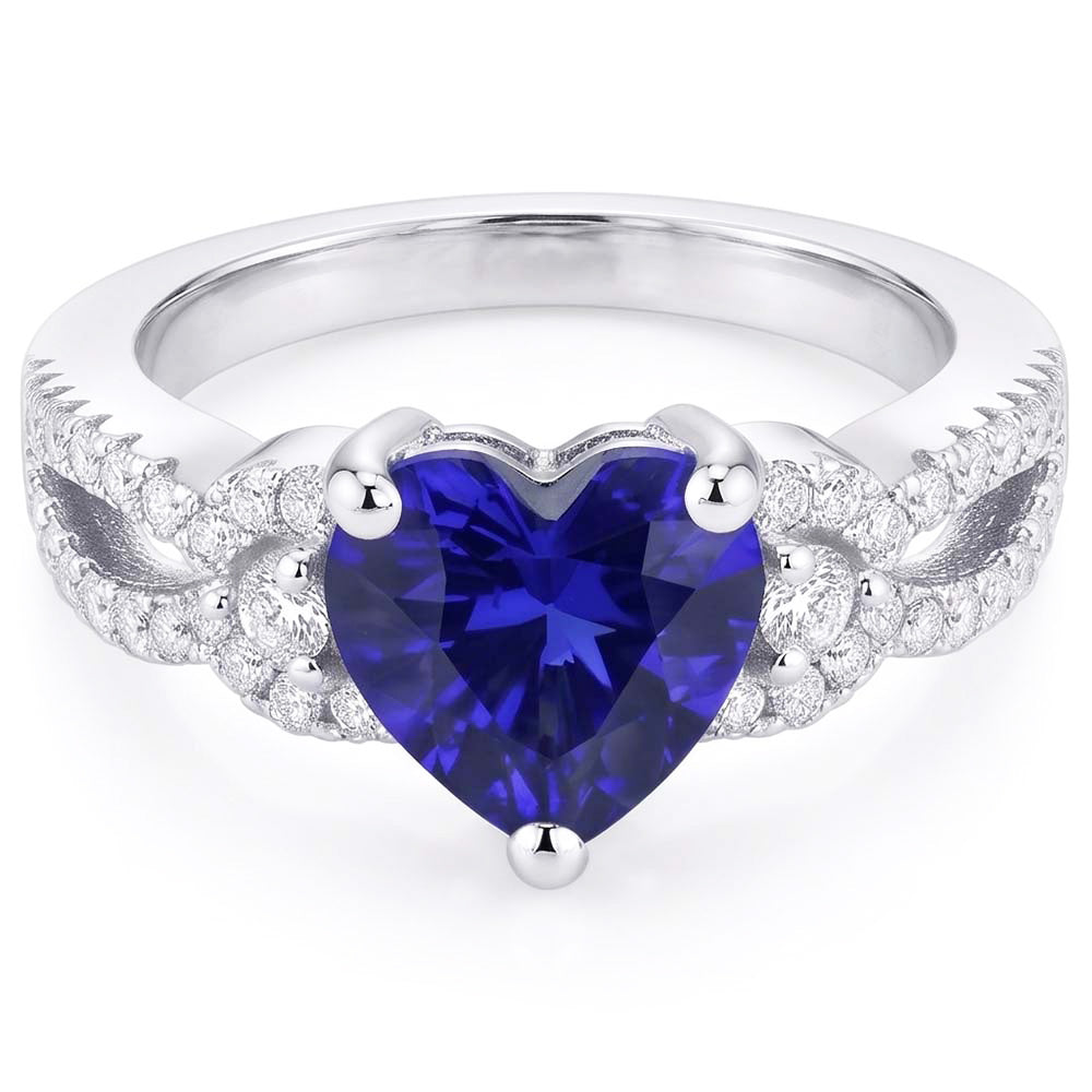 Natural Sapphire Ring 4.50ct - White Gold 14K