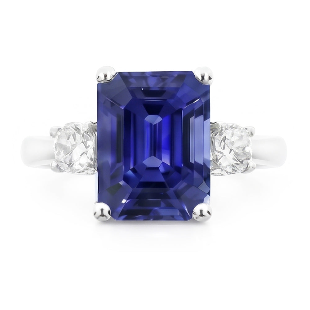 Natural Sapphire Ring 4.50ct - White Gold 14K