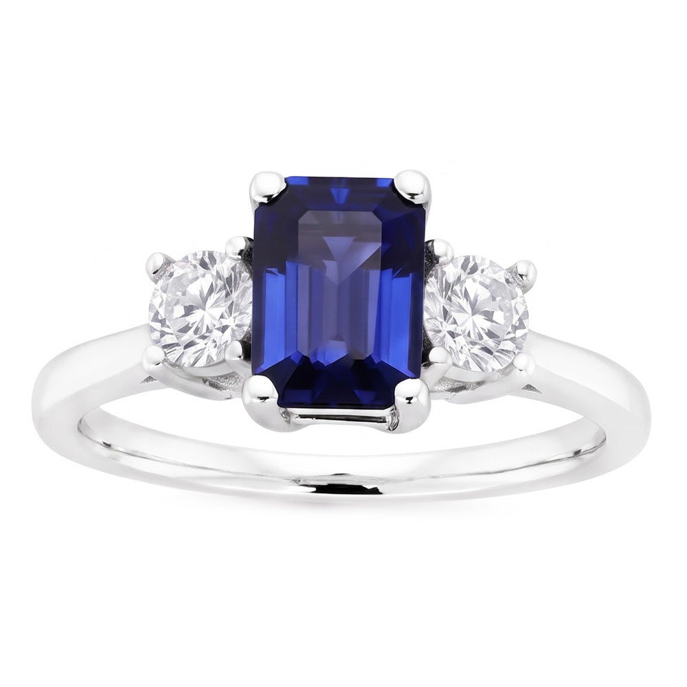 Natural Sapphire Ring 4.50ct - White Gold 14K