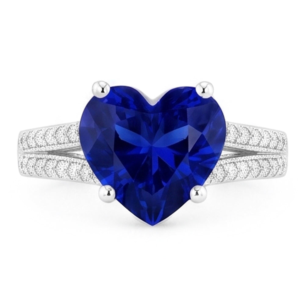 Natural Sapphire Ring 4.50ct - White Gold 14K