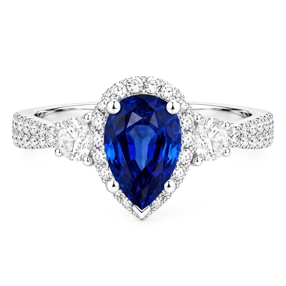 Natural Sapphire Ring 4.50ct - White Gold 14K