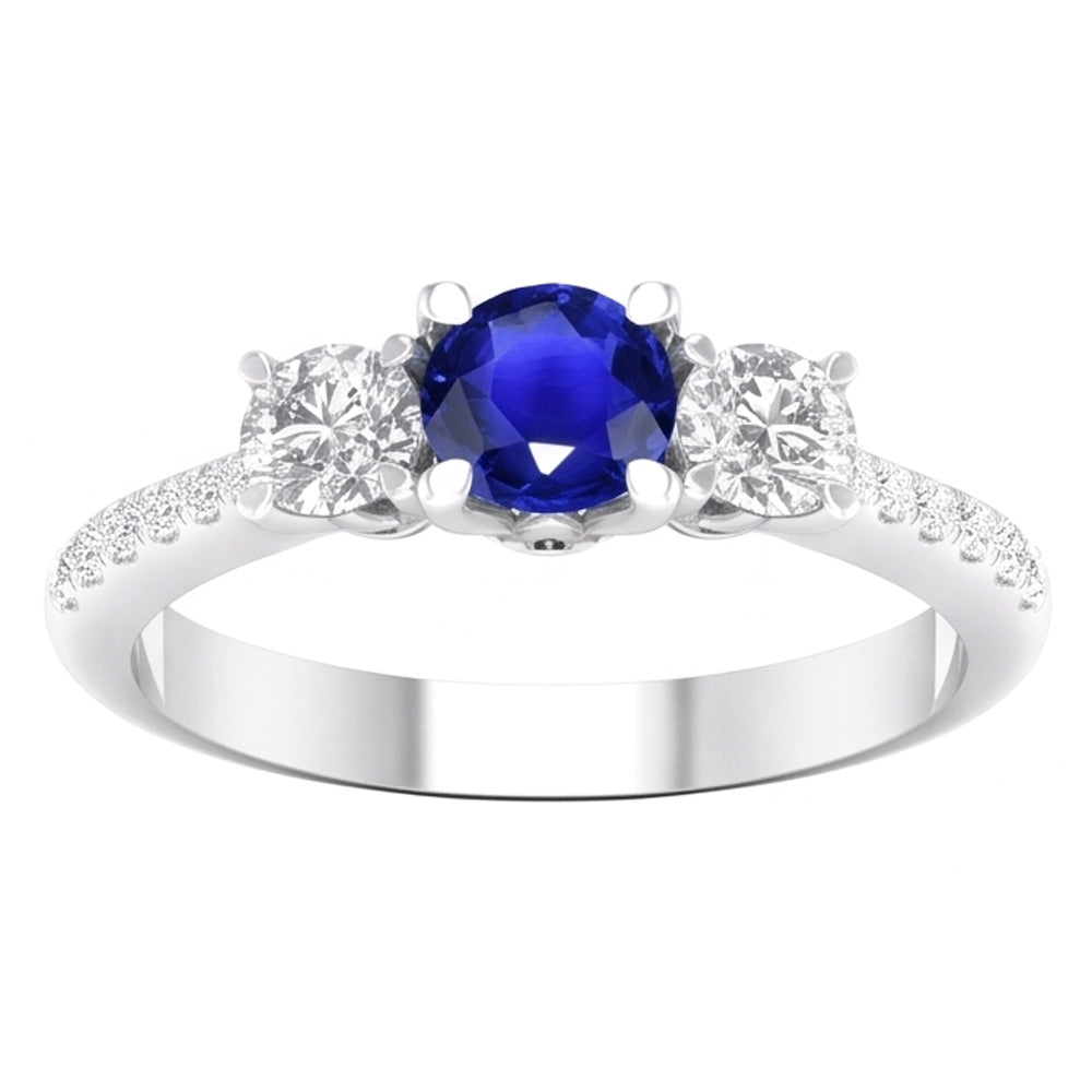Natural Sapphire Ring 4.50ct - White Gold 14K