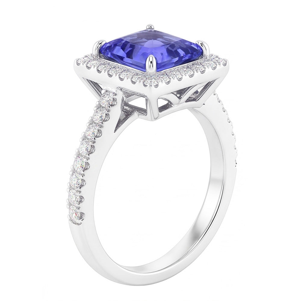 Natural Sapphire Ring 4.50ct - White Gold 14K