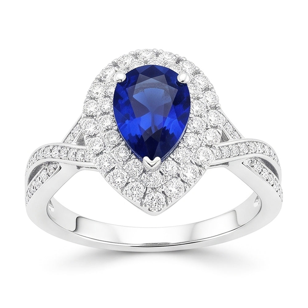 Natural Sapphire Ring 4.50ct - White Gold 14K