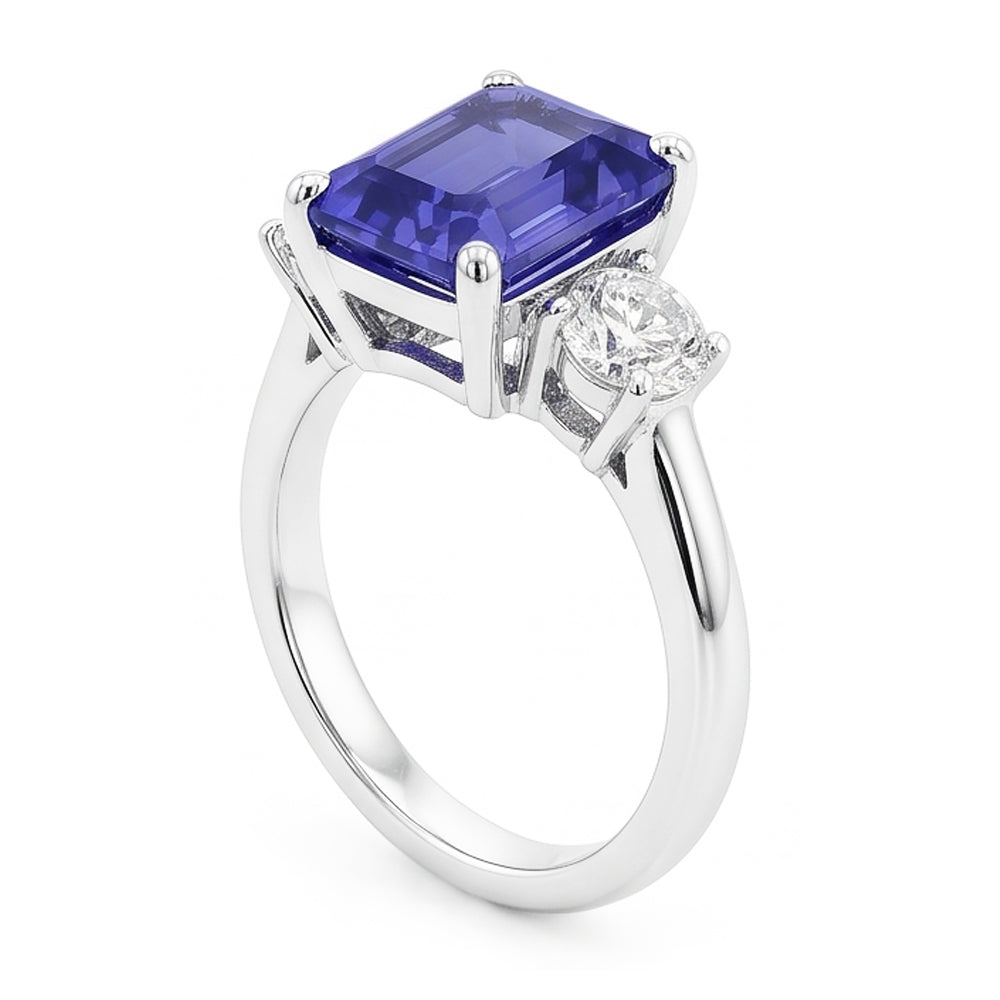Natural Sapphire Ring 4.50ct - White Gold 14K