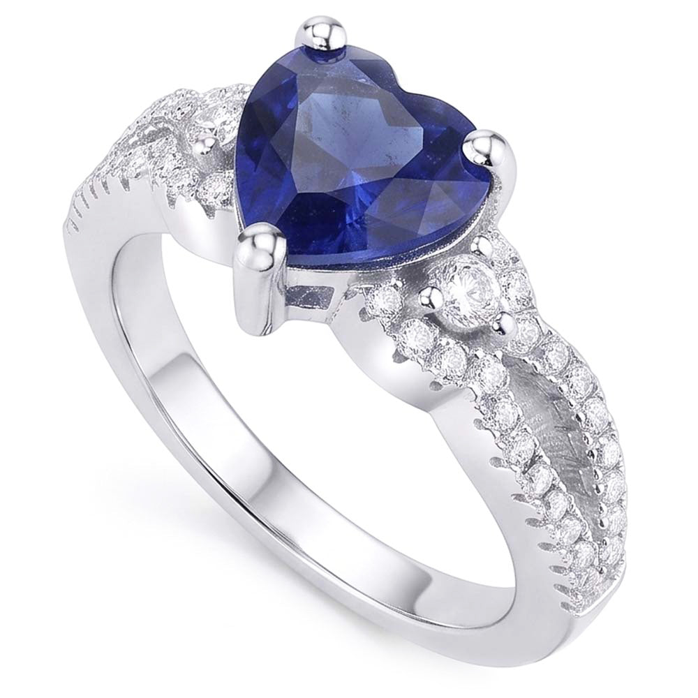 Natural Sapphire Ring 4.50ct - White Gold 14K
