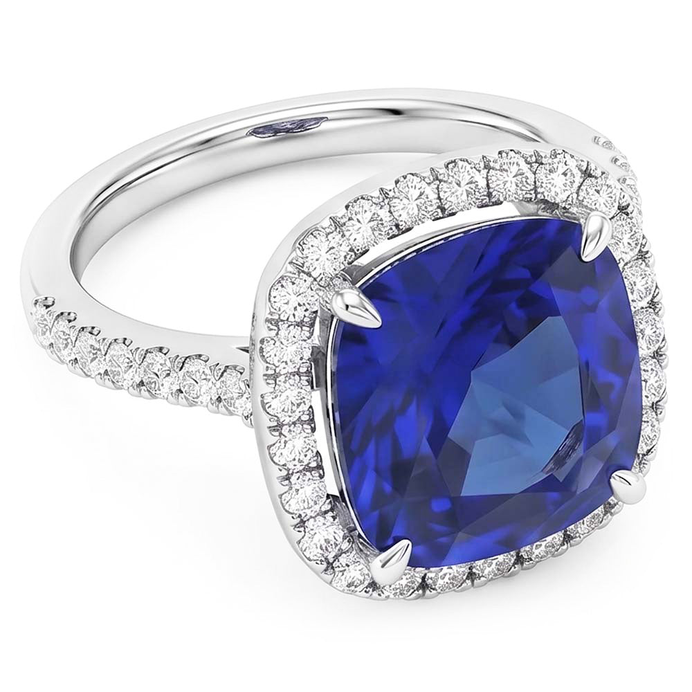 Natural Sapphire Ring 4.50ct - White Gold 14K