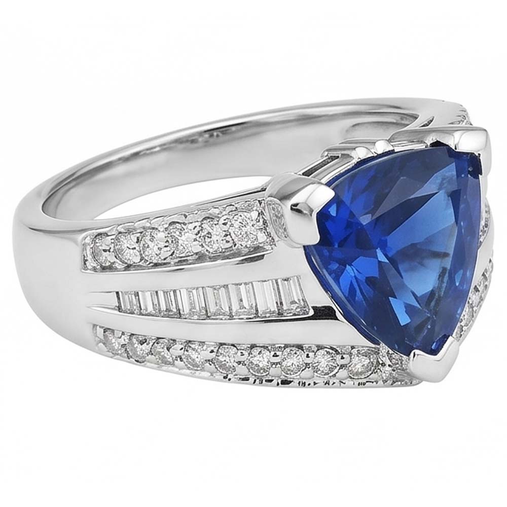 Natural Sapphire Ring 4.50ct - White Gold 14K