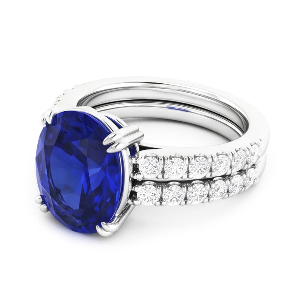 Natural Sapphire Ring 4.50ct - White Gold 14K