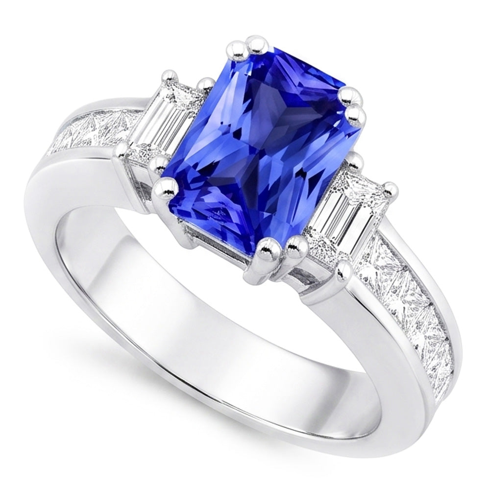 Natural Sapphire Ring 4.50ct - White Gold 14K