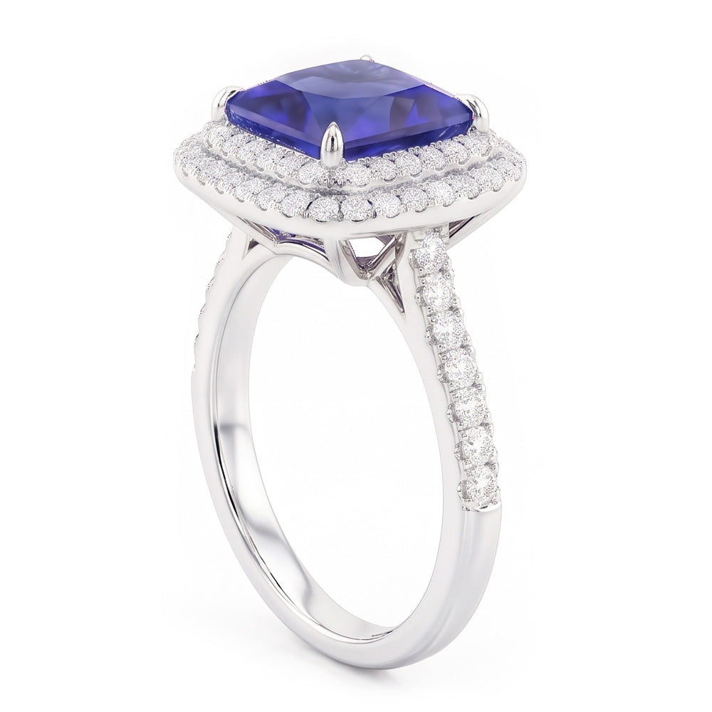 Natural Sapphire Ring 4.50ct - White Gold 14K