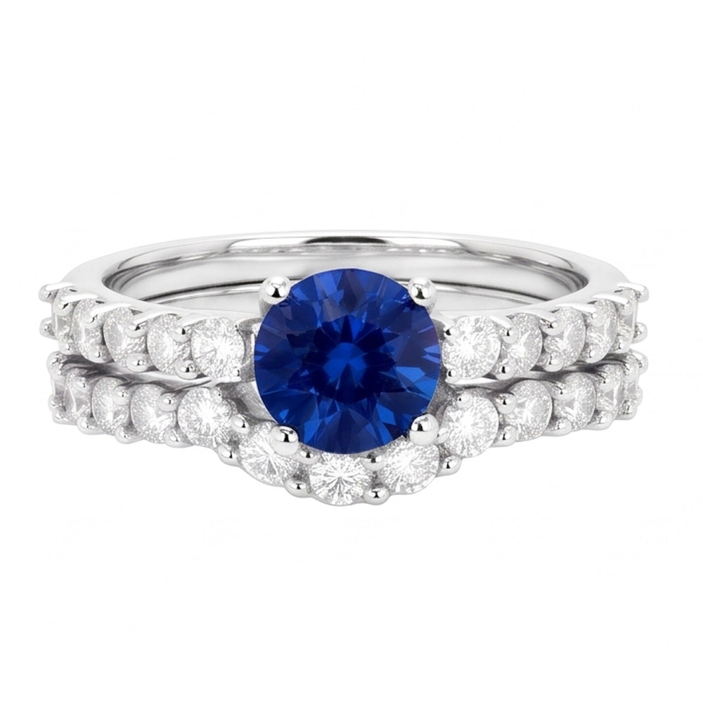 Natural Sapphire Ring 4.50ct - White Gold 14K