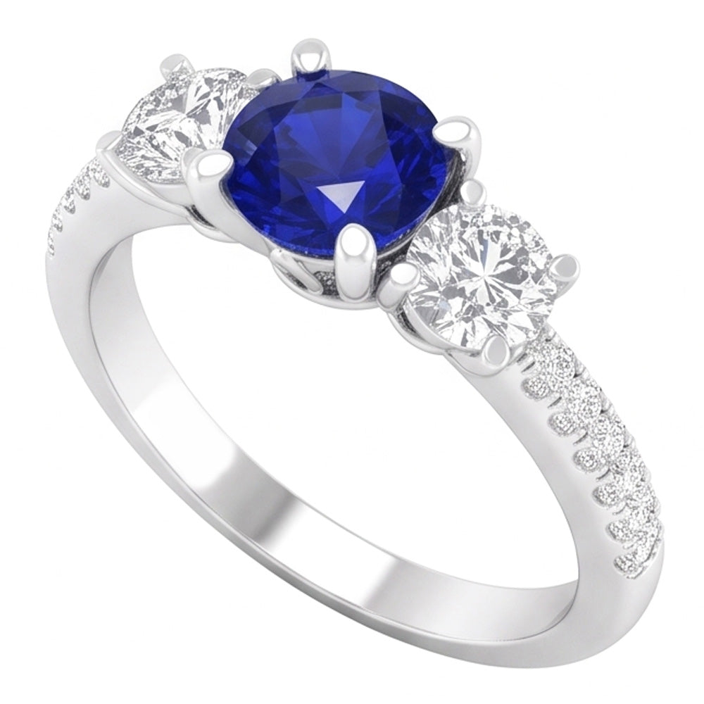 Natural Sapphire Ring 4.50ct - White Gold 14K