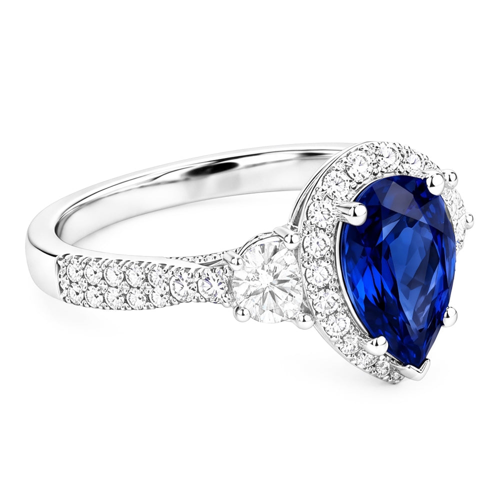 Natural Sapphire Ring 4.50ct - White Gold 14K