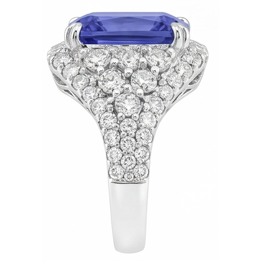 Natural Sapphire Ring 4.50ct - White Gold 14K