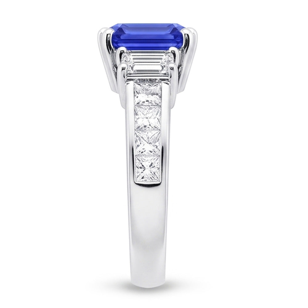 Natural Sapphire Ring 4.50ct - White Gold 14K