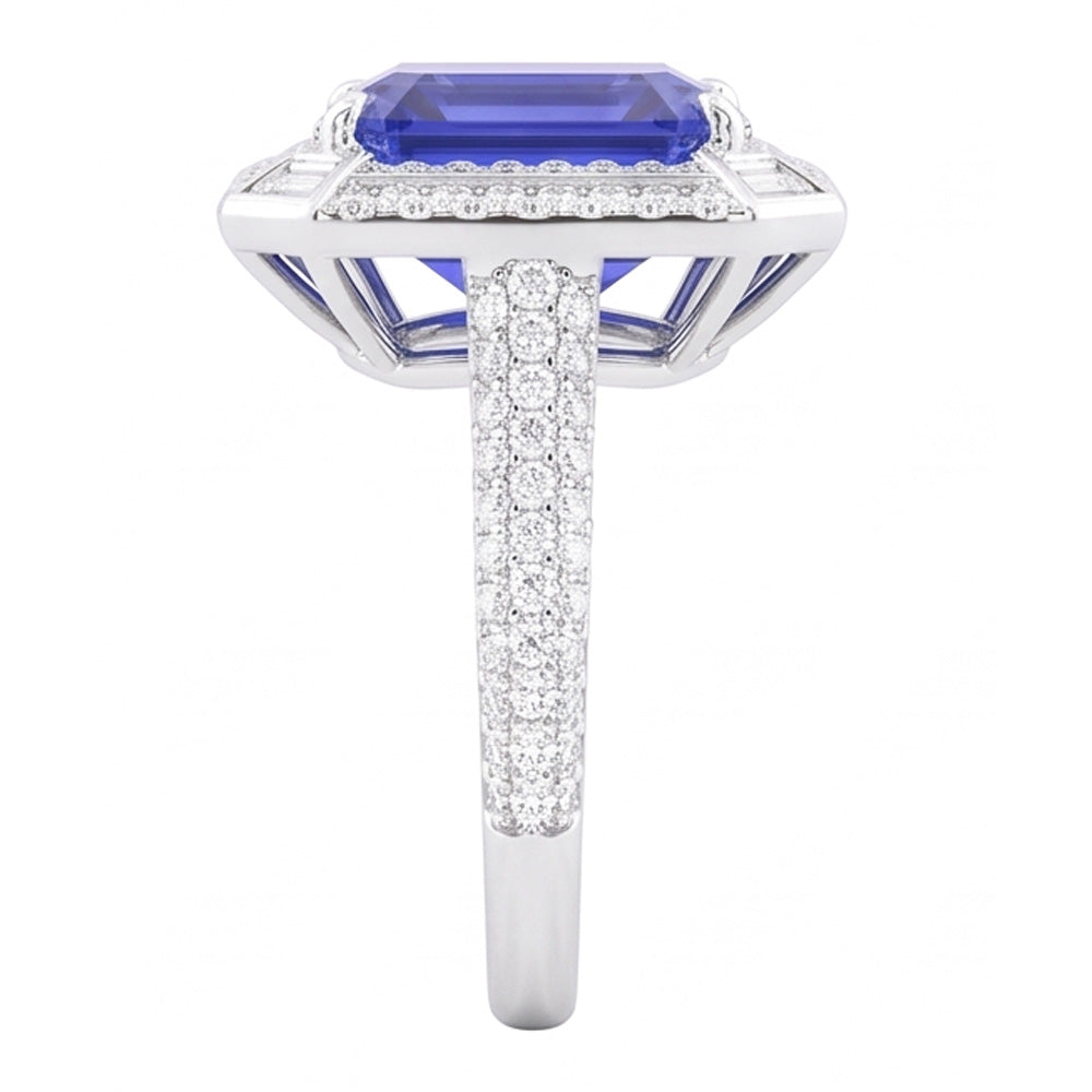 Natural Sapphire Ring 4.50ct - White Gold 14K