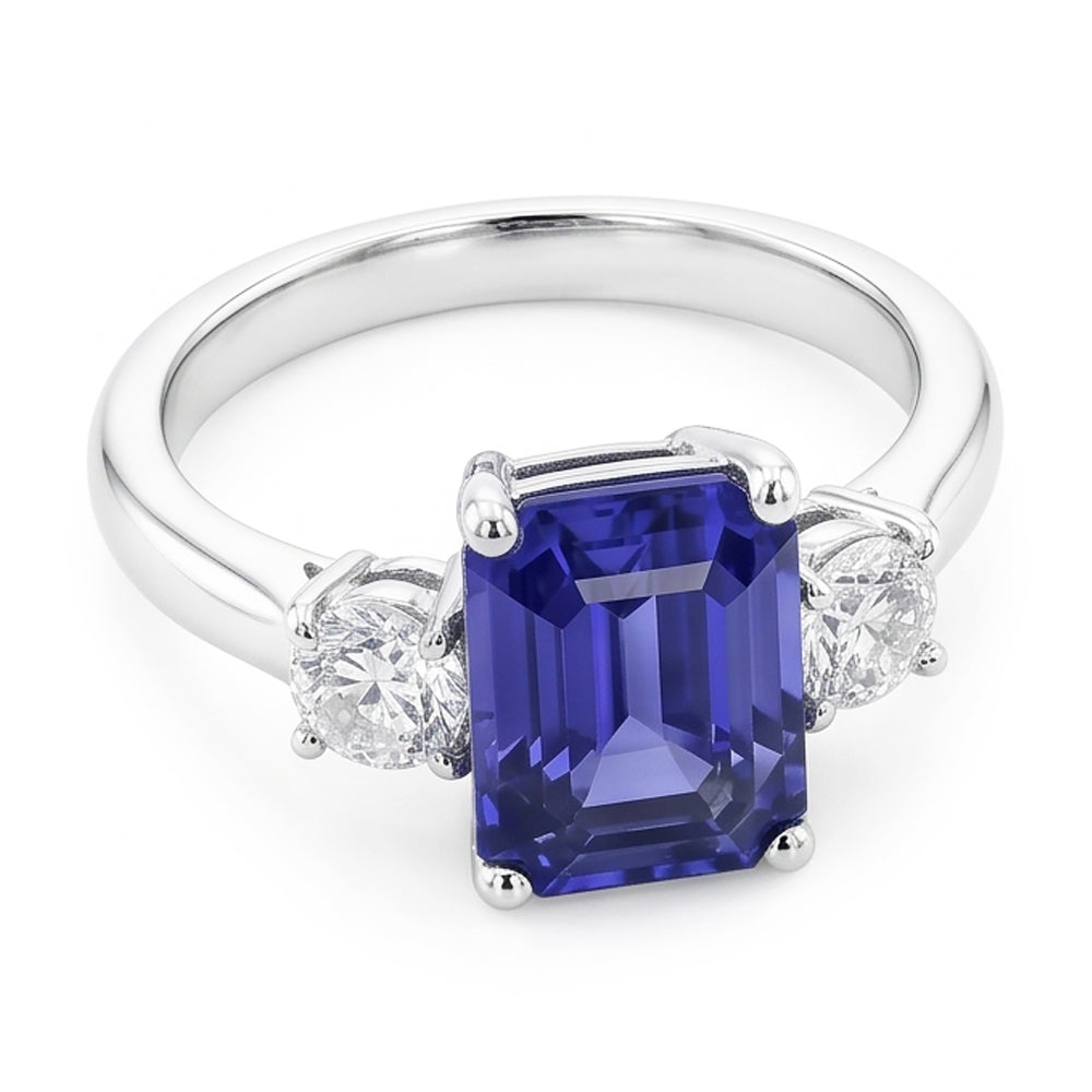 Natural Sapphire Ring 4.50ct - White Gold 14K