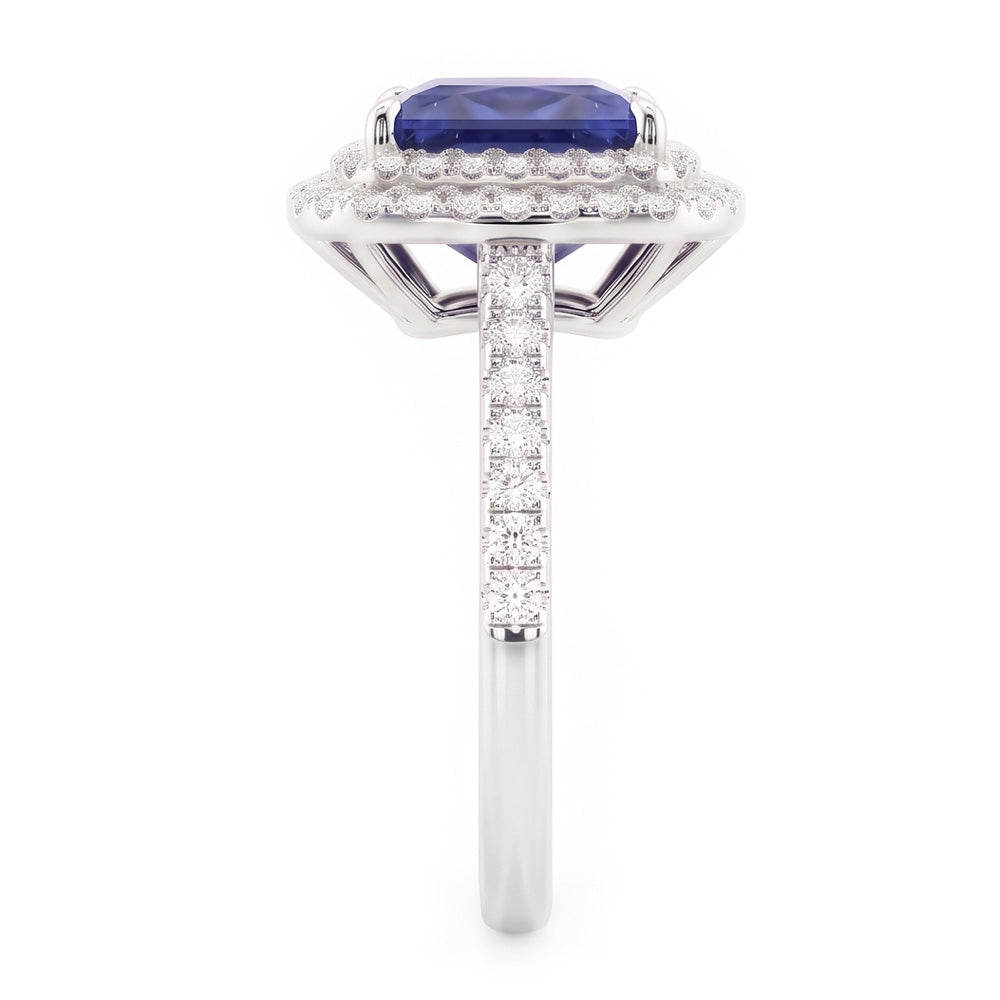 Natural Sapphire Ring 4.50ct - White Gold 14K