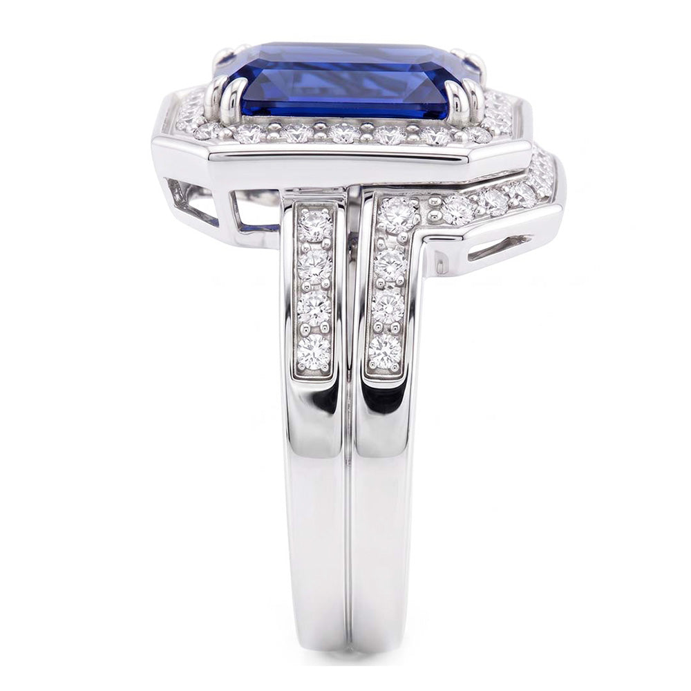 Natural Sapphire Ring 4.50ct - White Gold 14K