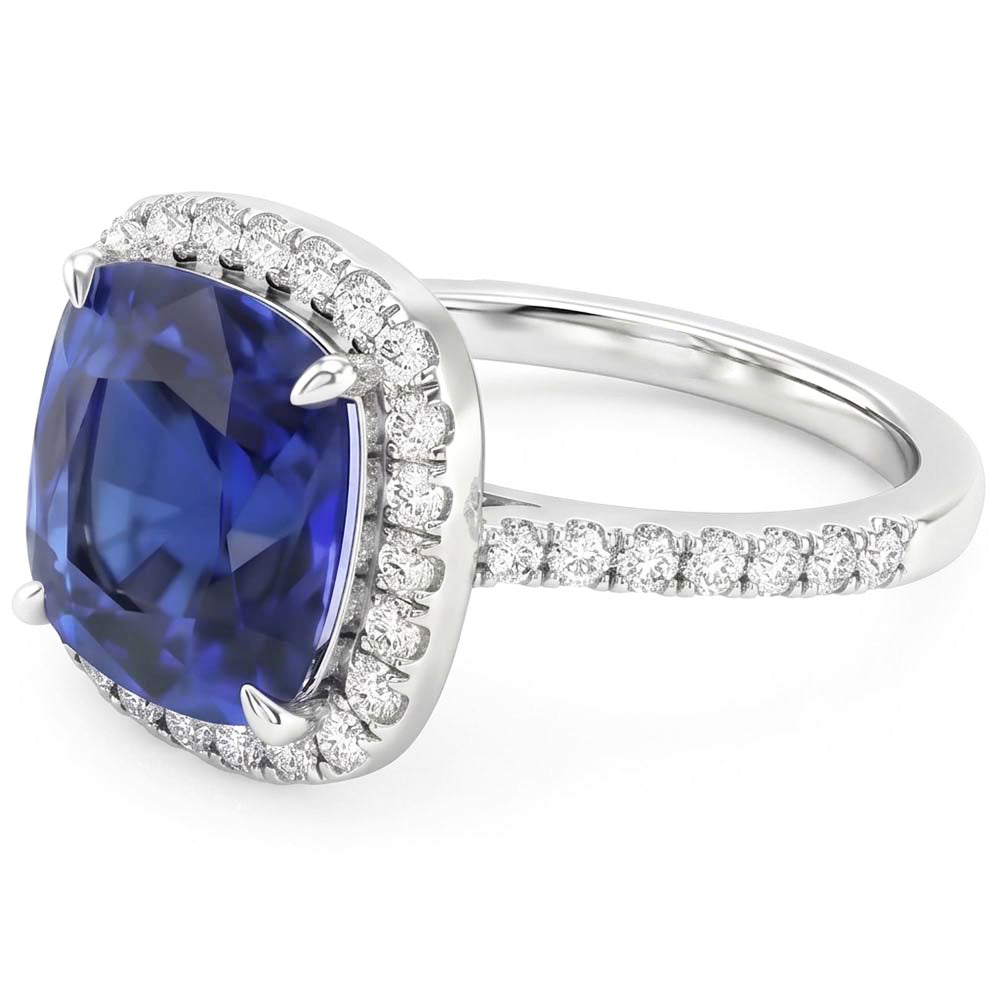 Natural Sapphire Ring 4.50ct - White Gold 14K