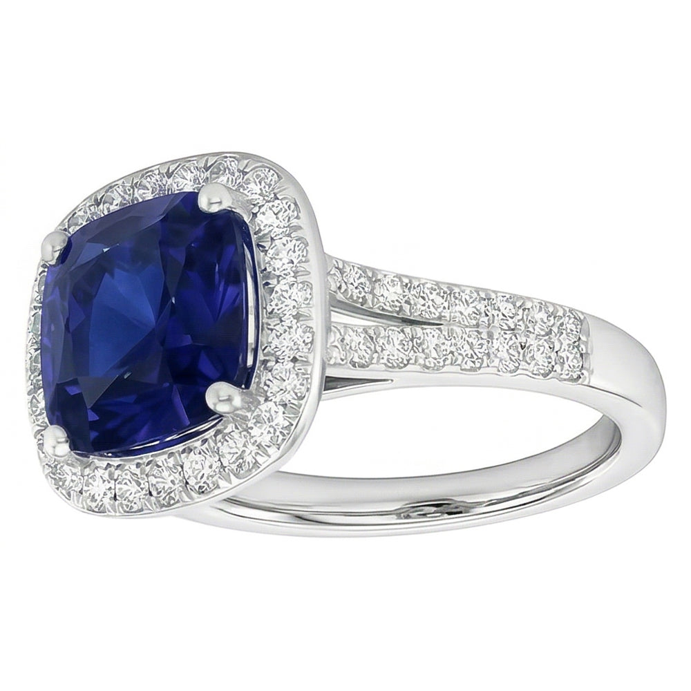 Natural Sapphire Ring 4.50ct - White Gold 14K