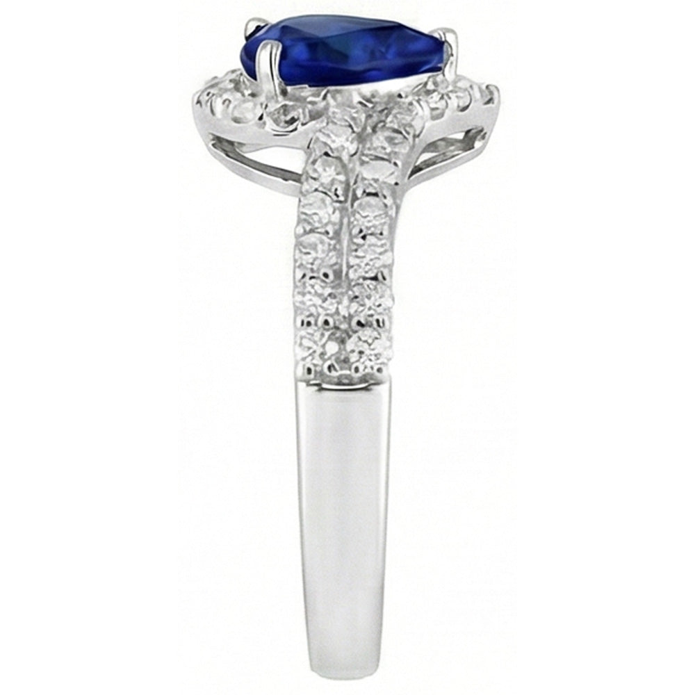 Natural Sapphire Ring 4.50ct - White Gold 14K