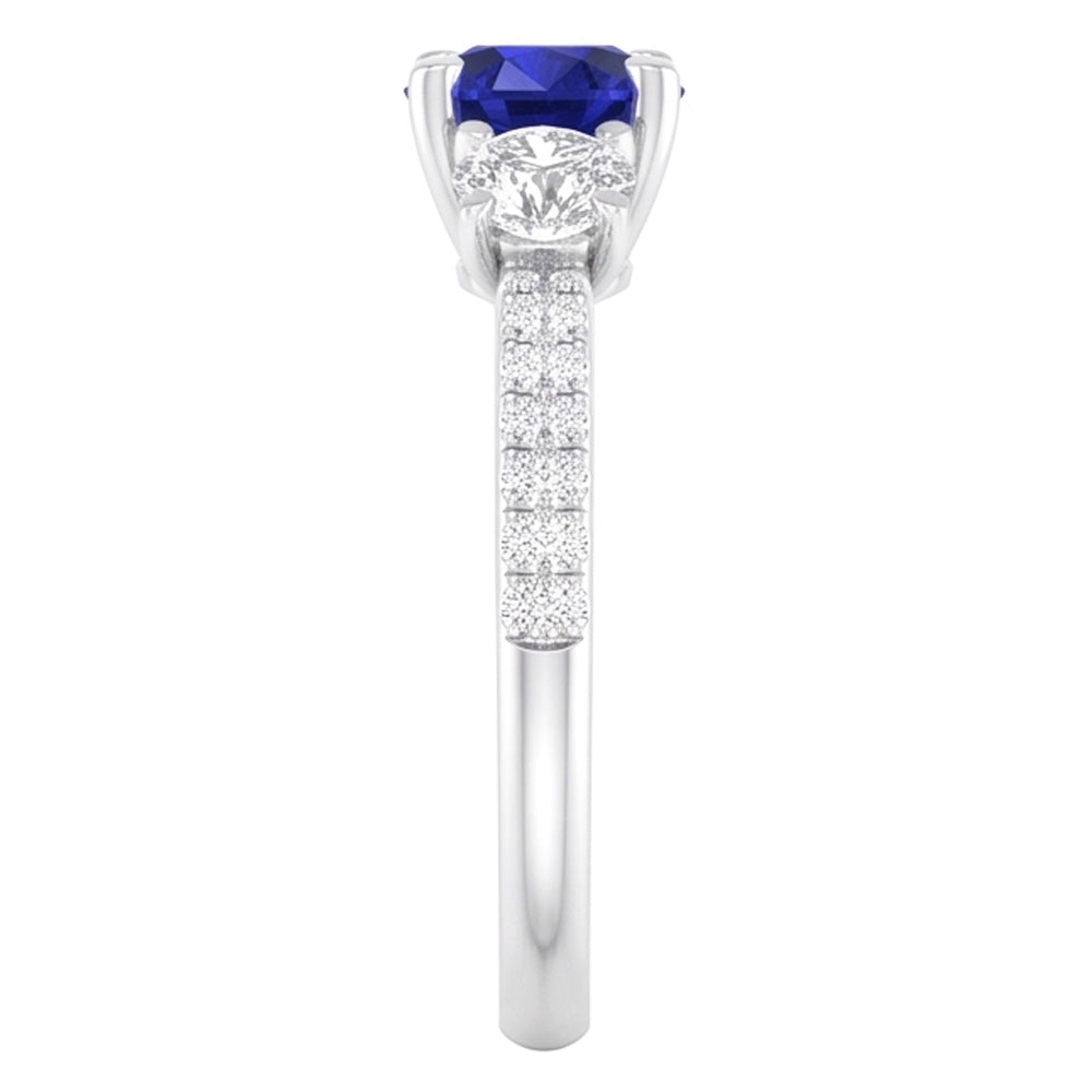 Natural Sapphire Ring 4.50ct - White Gold 14K