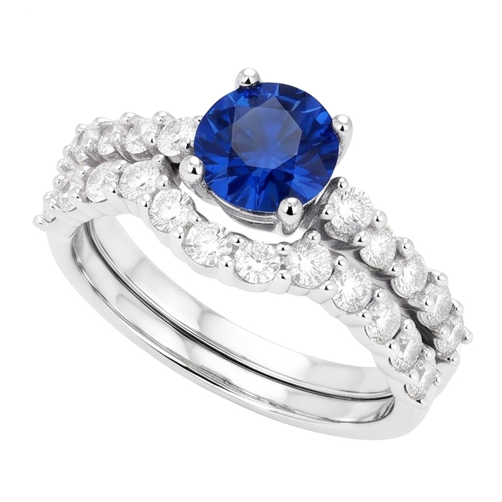Natural Sapphire Ring 4.50ct - White Gold 14K