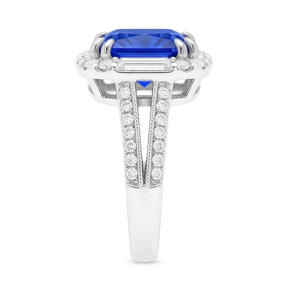 Natural Sapphire Ring 4.50ct - White Gold 14K