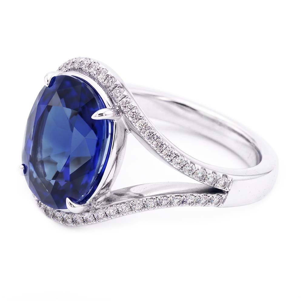 Natural Sapphire Ring 4.50ct - White Gold 14K