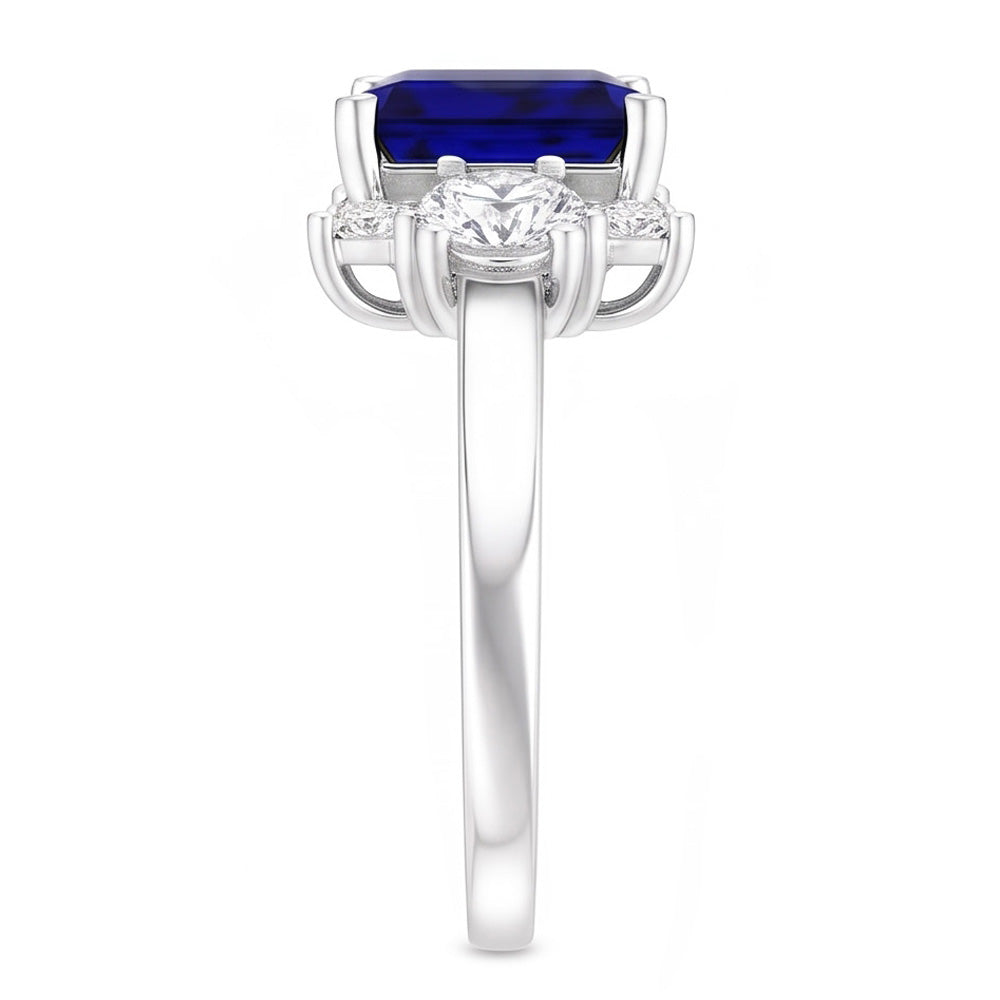 Natural Sapphire Ring 4.50ct - White Gold 14K