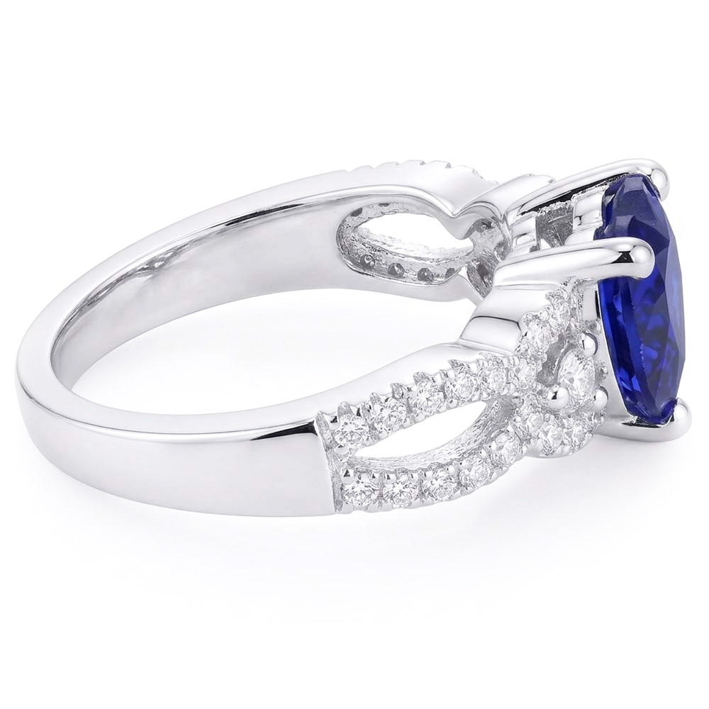 Natural Sapphire Ring 4.50ct - White Gold 14K