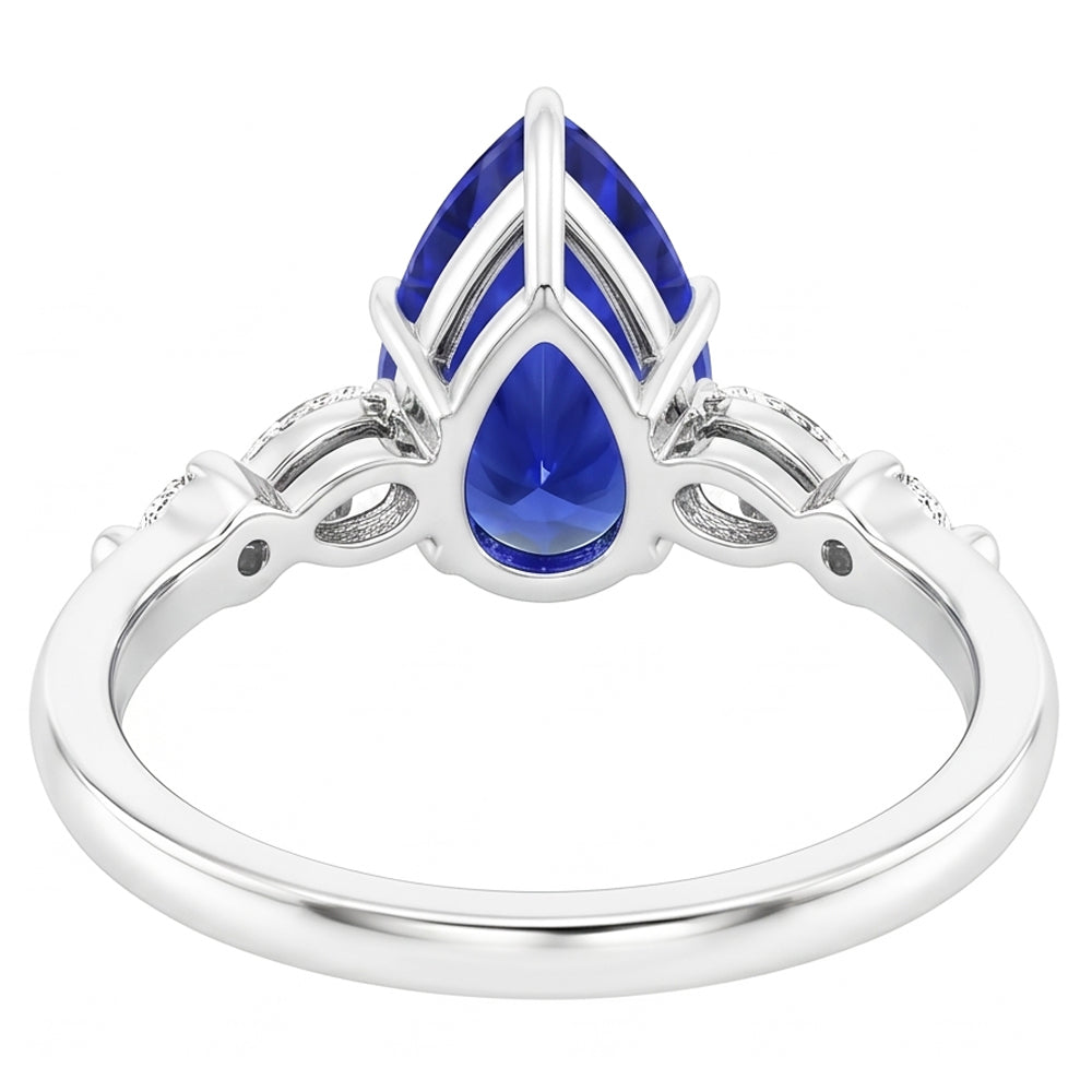 Natural Sapphire Ring 4.50ct - White Gold 14K