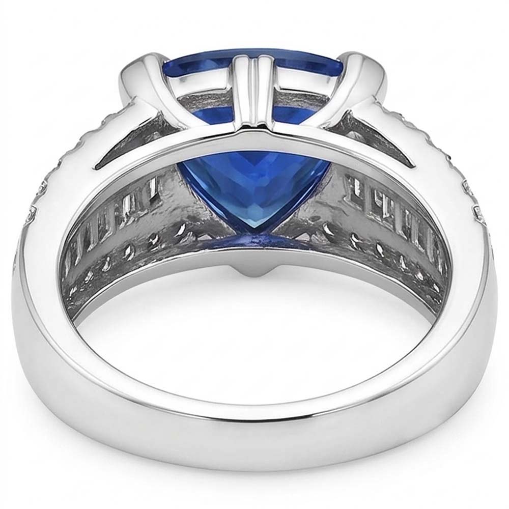 Natural Sapphire Ring 4.50ct - White Gold 14K