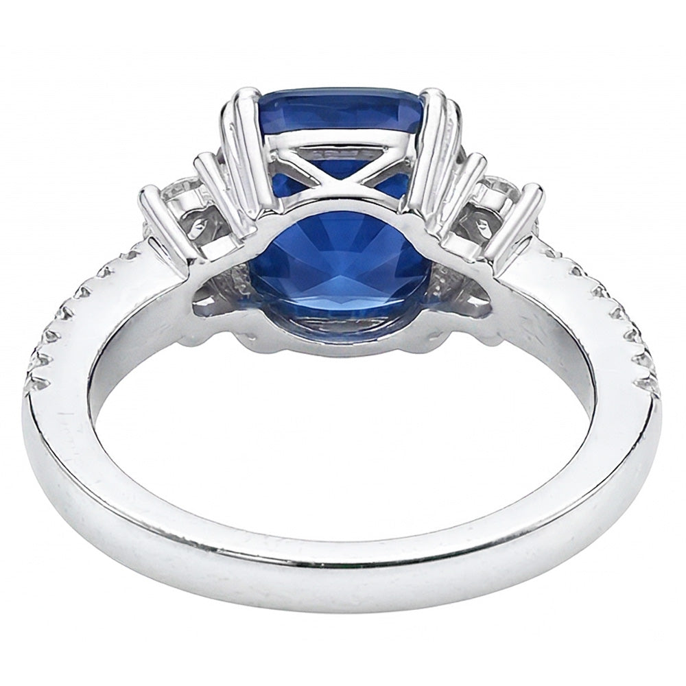 natural round sapphire 4.50ct ring profile view